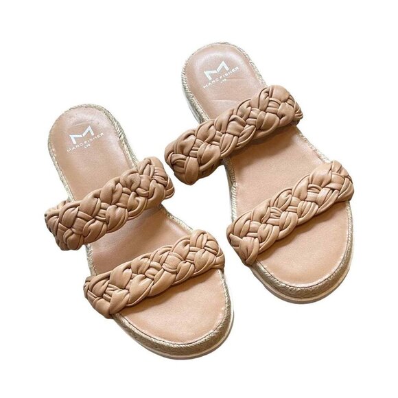 Marc Fisher Jaimee Espadrille Slide Sandal In Macaroon Leather 6B - Picture 8 of 9